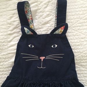 Kids Girls Mini Boden cat kitty overall dress